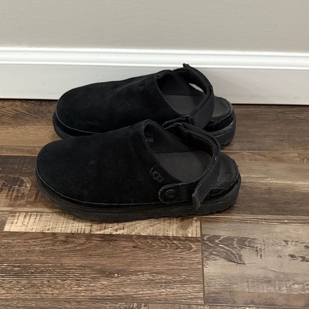 UGG womens Black Suede Slip-On Backstrap Clog